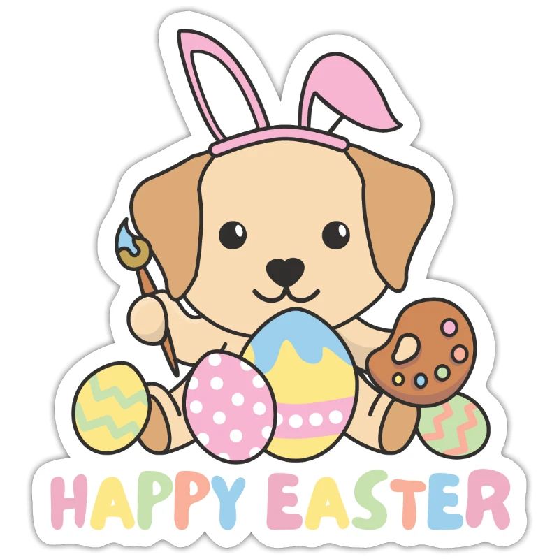 happy easter sweet Labrador Easter with Easter eggs