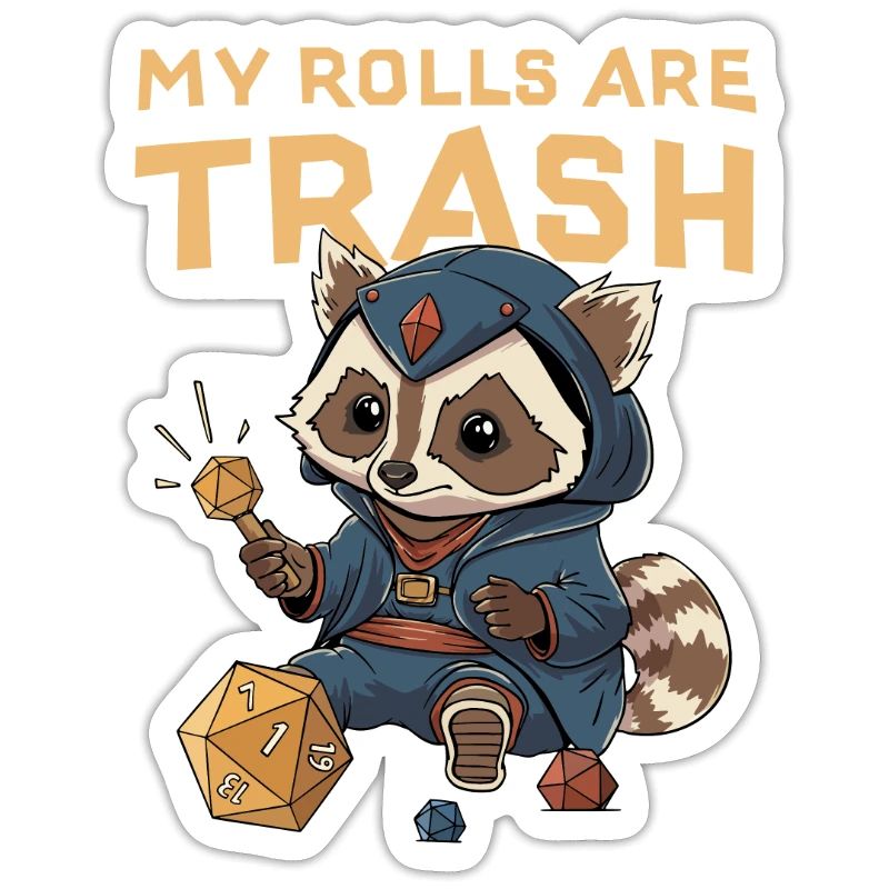 RPG Racoon Trash D20 Cube Design for an RPG