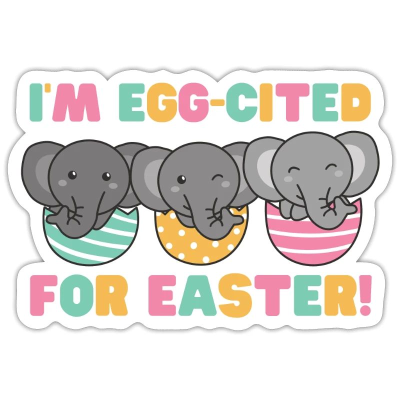 cute elephants at Easter with Easter eggs elephant