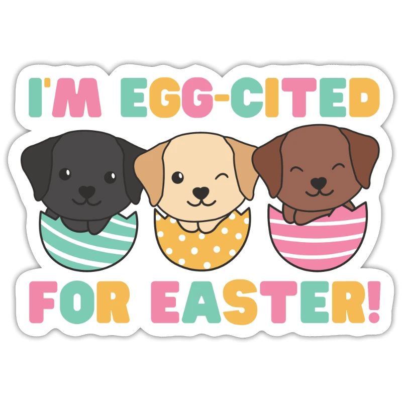 cute dogs at Easter with Easter eggs Labrador