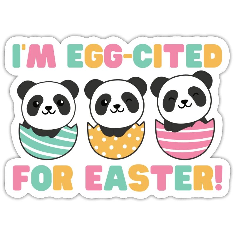 cute pandas for Easter with Easter eggs panda