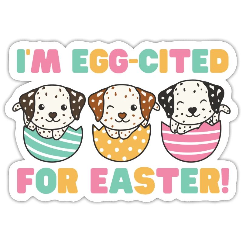 cute dogs at Easter with Easter eggs Dalmatians