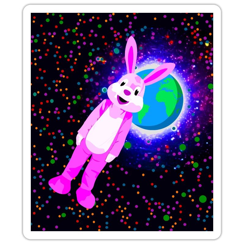 Lapin rose dans l’espace