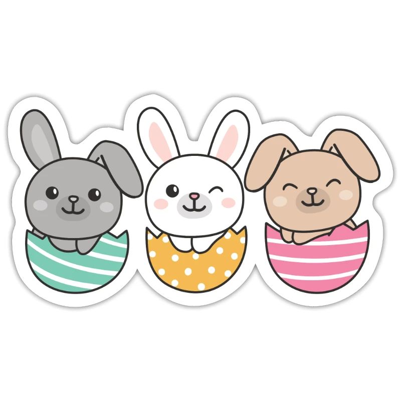 cute bunnies at Easter with Easter eggs bunny