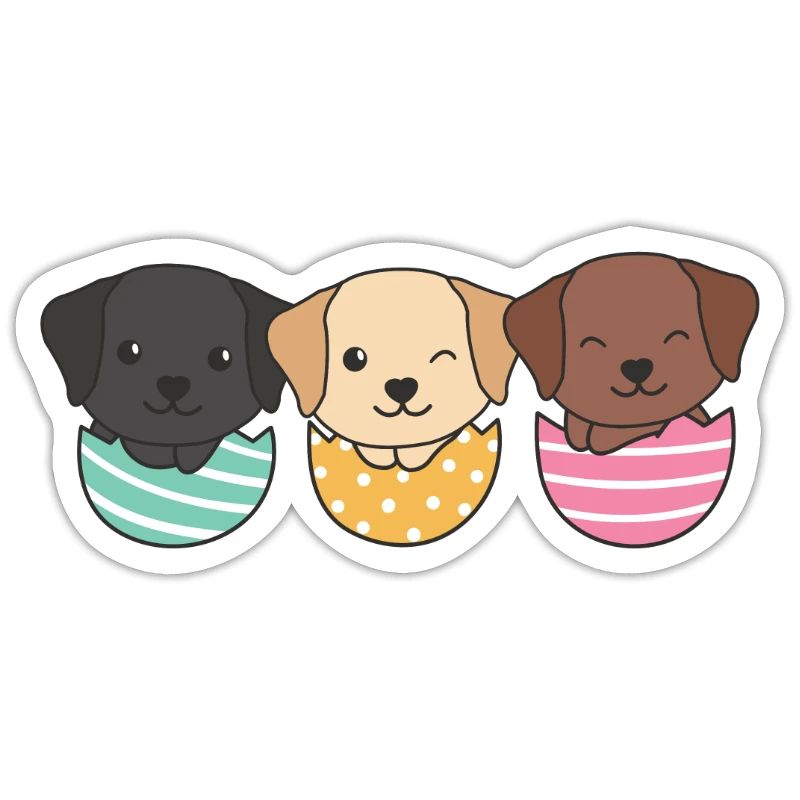 cute dogs at Easter with Easter eggs Labrador