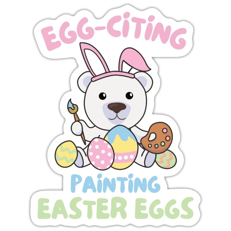 cute polar bears at Easter with Easter eggs polar bear