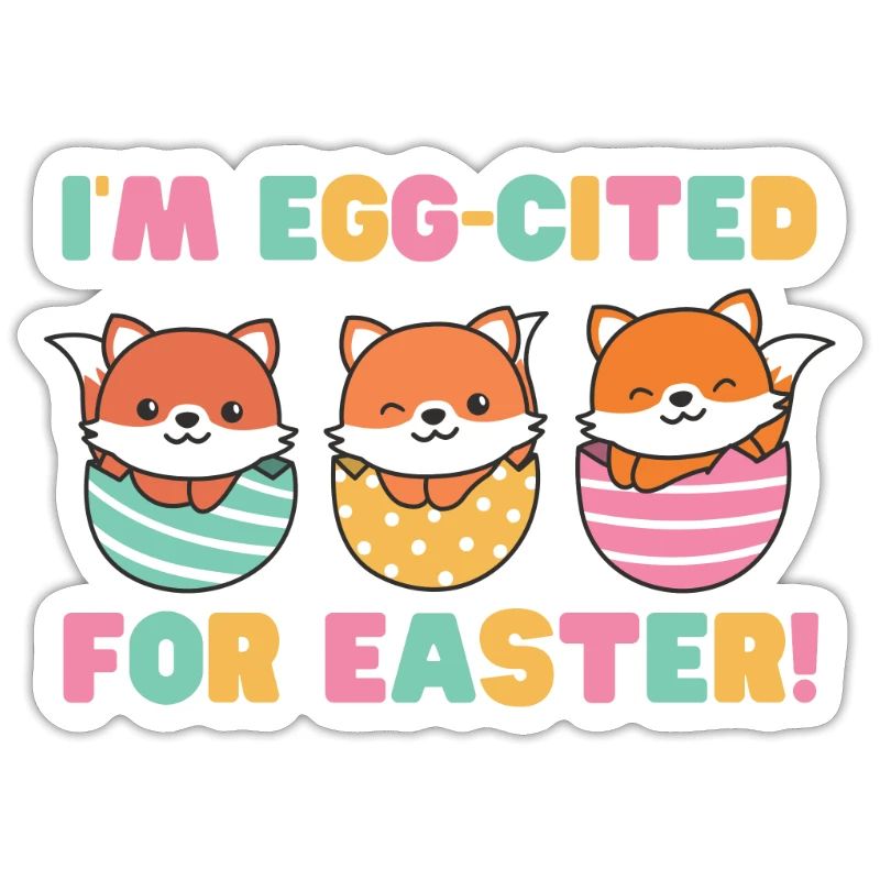 sweet foxes at Easter with Easter eggs fox