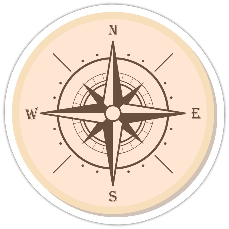 The compass rose finally compasses to indicate the North