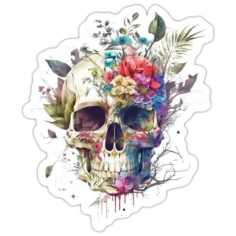 Crâne avec des fleurs