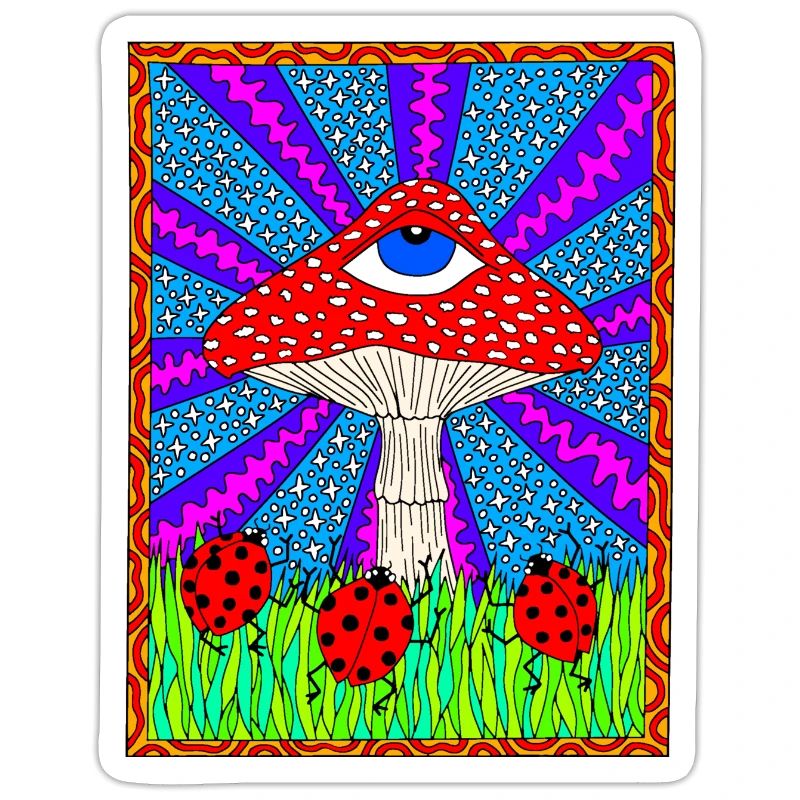 Hippie Magic Toadstool Retro Psychedelic