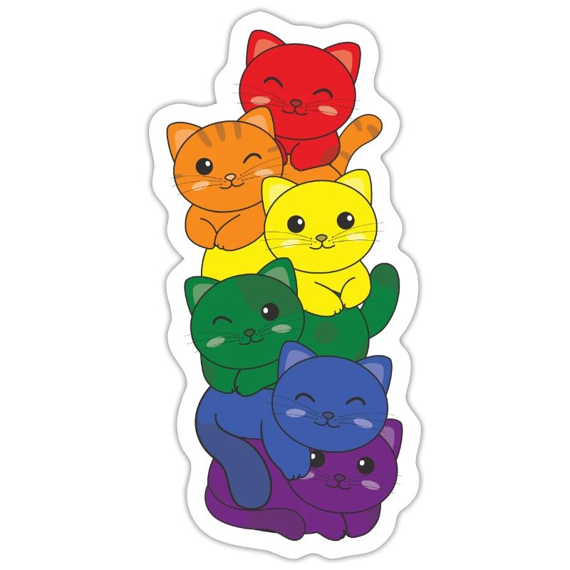 Rainbow Flag Pride LGBTQ Mignon Cat Stack