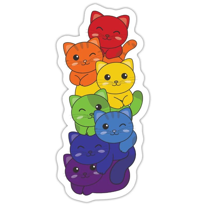 Rainbow Flag Pride LGBTQ Mignon Cat Stack