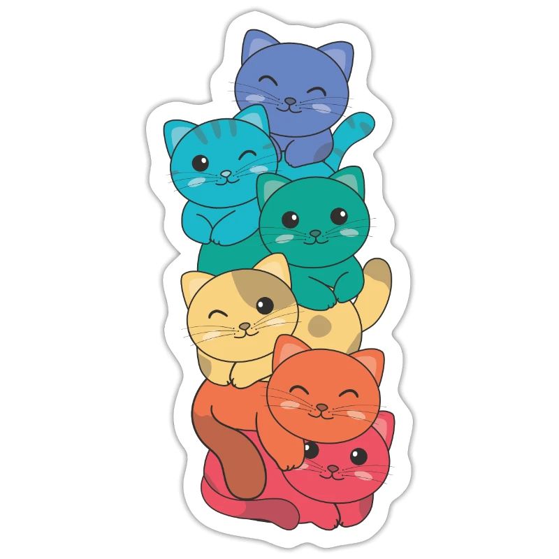 Rainbow Flag Pride LGBTQ Mignon Cat Stack