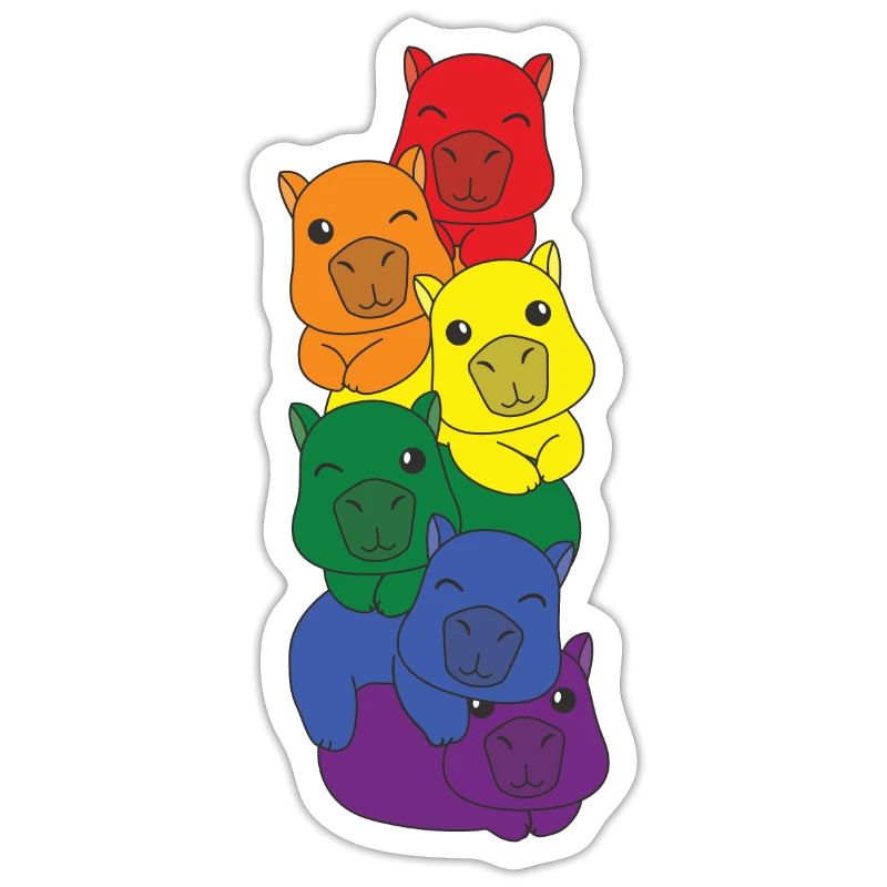 Rainbow Flag Pride LGBTQ Mignon Capybara Stack