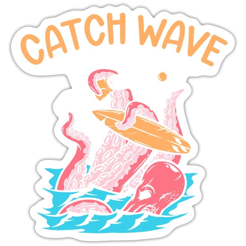 Catch Wave Surfer Octopus Skeleton Surfboard