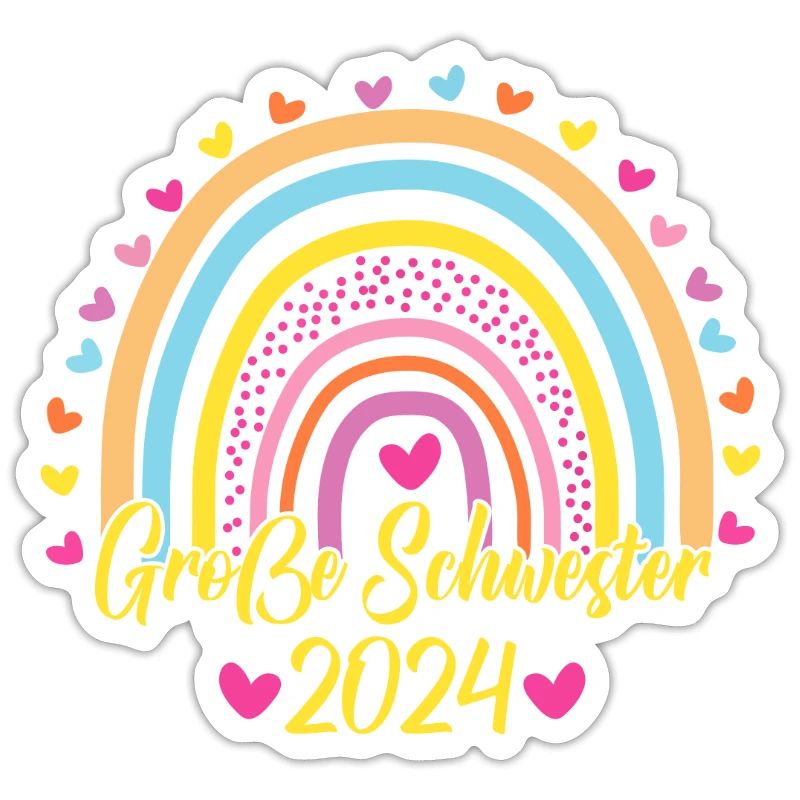 Große Schwester 2024 Boho Regenbogen Design