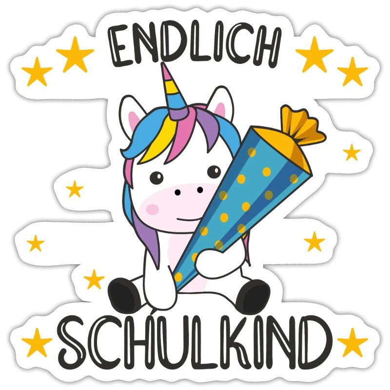 endlich Schulkind Einschulung Schule Einhorn