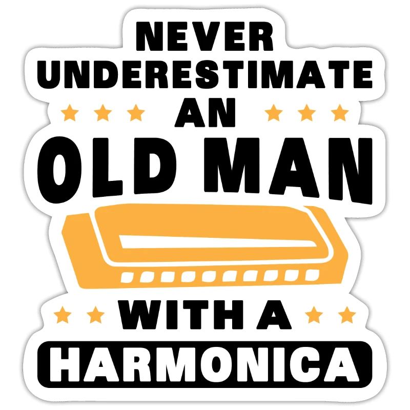 An old man with a harmonica