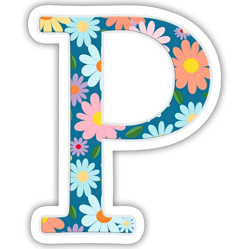 Customizable Monogram P Floral Pattern