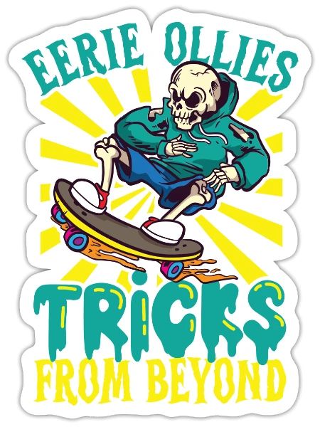 Horror Skateboarder Halloween Skateboard Cadeau - Sticker taille S (10 x 10 cm) - blanc mat - Devant