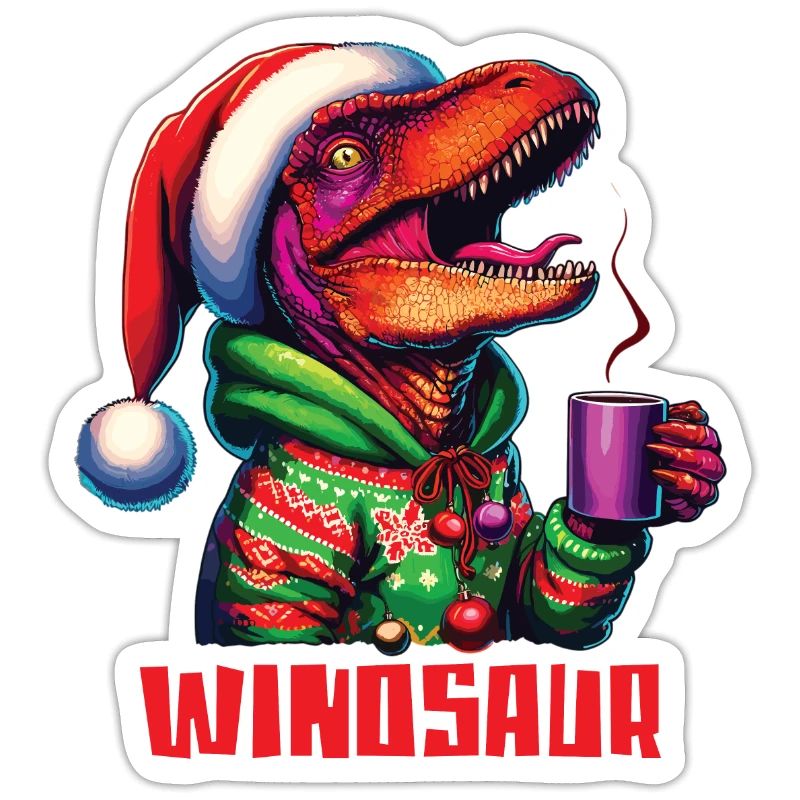 Winosaur Dino Raptor Velociraptor drinks mulled wine