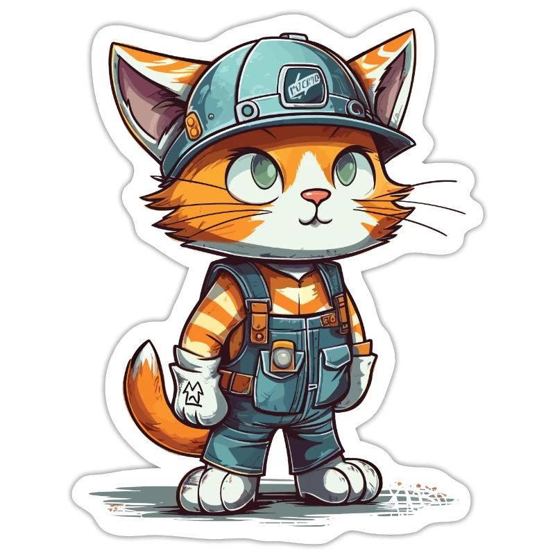 Construction Worker Cat Hard hat Concrete Worker C
