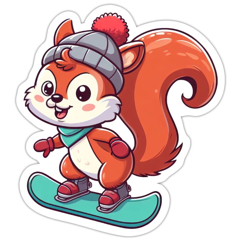 Winterabenteuer mit Eichhörnchen – Snowboard-Spaß