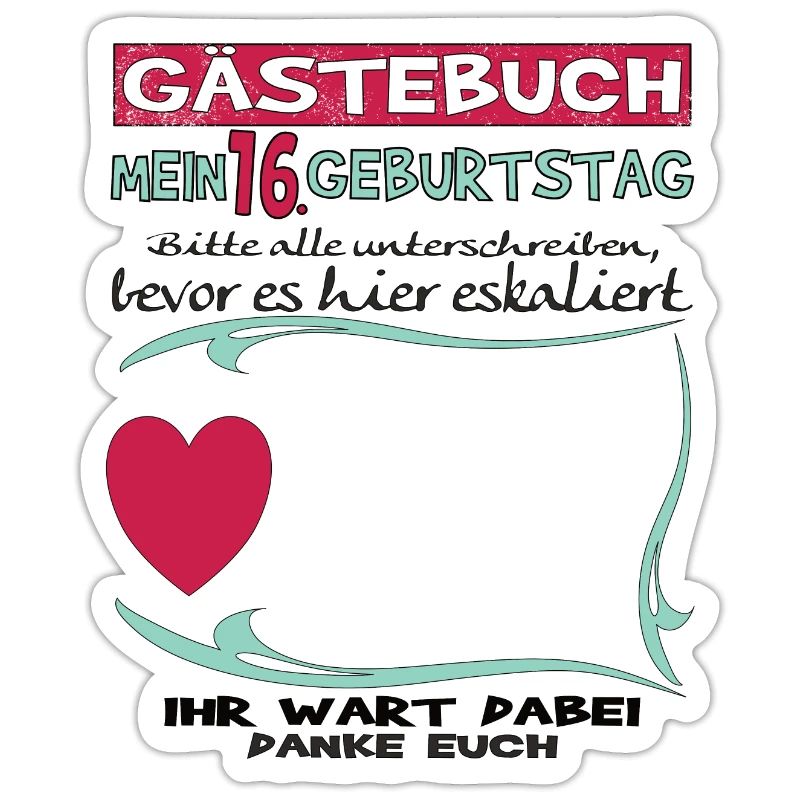 16. Geburtstag Mädchen & Junge Gästebuch