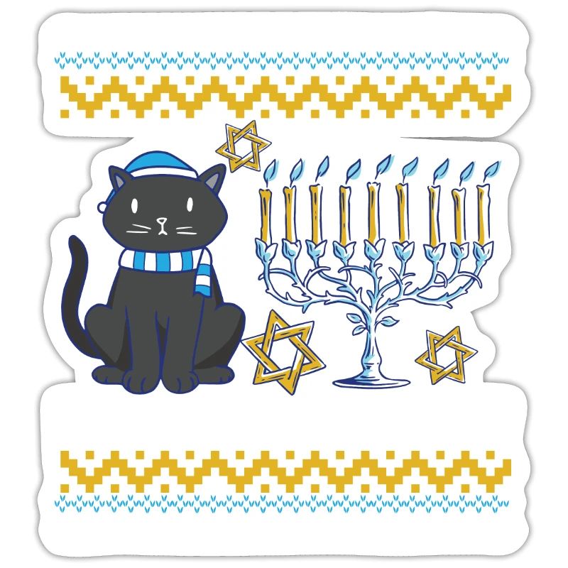 Meowzel Tov Hanoukka Ugly Noël Pull Chat