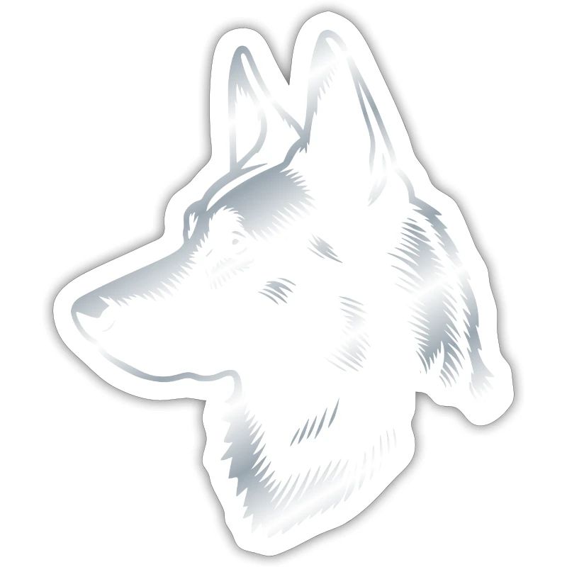 Malinois, dog head, silver drawing