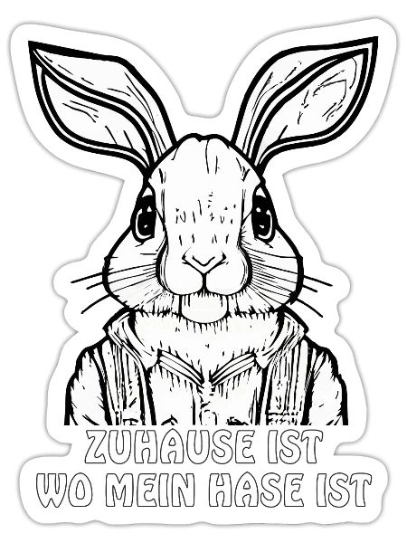 HASE ZUHAUSE IST - Sticker Größe S (10 x 10 cm) - Mattweiß - Vorne