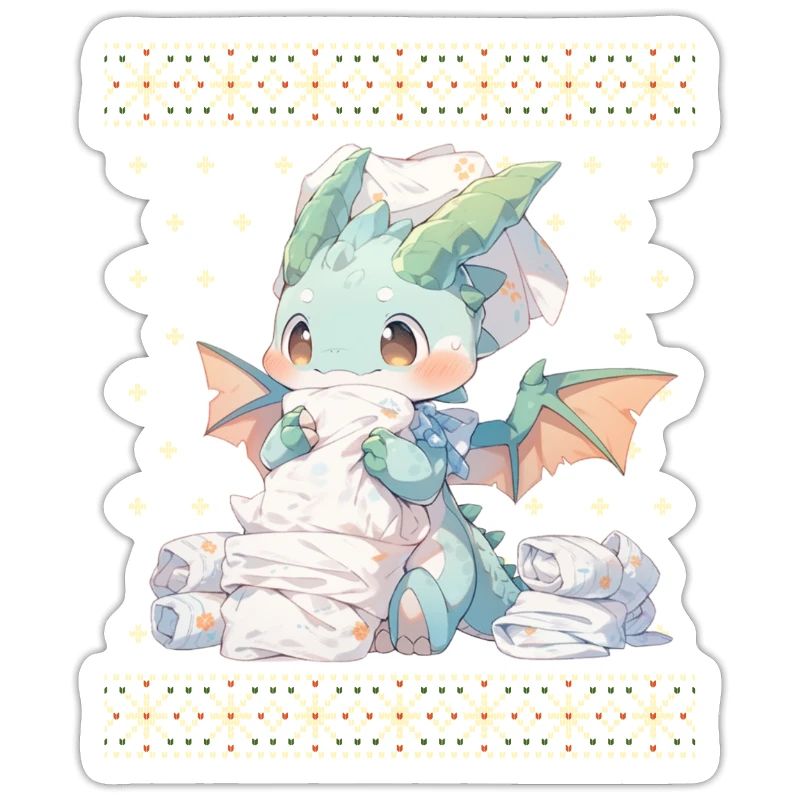 Dragon kawaii dans le style pull de Noël moche