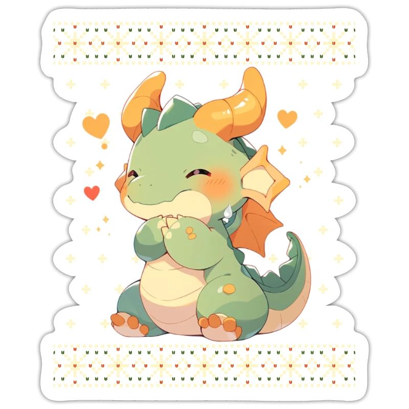 Dragon kawaii dans le style pull de Noël moche
