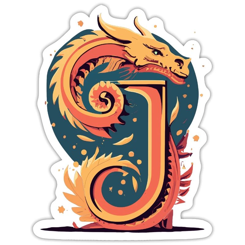 Buchstabe J mit Drache