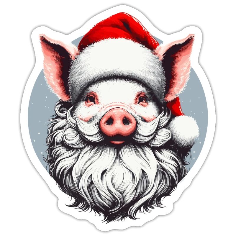 Conception de pull de Noël : Cochon comme Père Noël - Noël