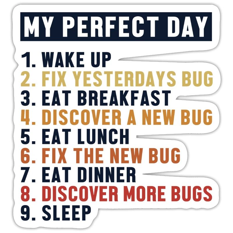 Fix Bugs Perfect Day Developer Coder Programmierer