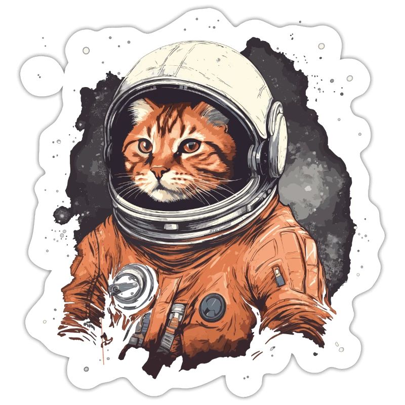 chat rouge en costume d’astronaute dans l’espace