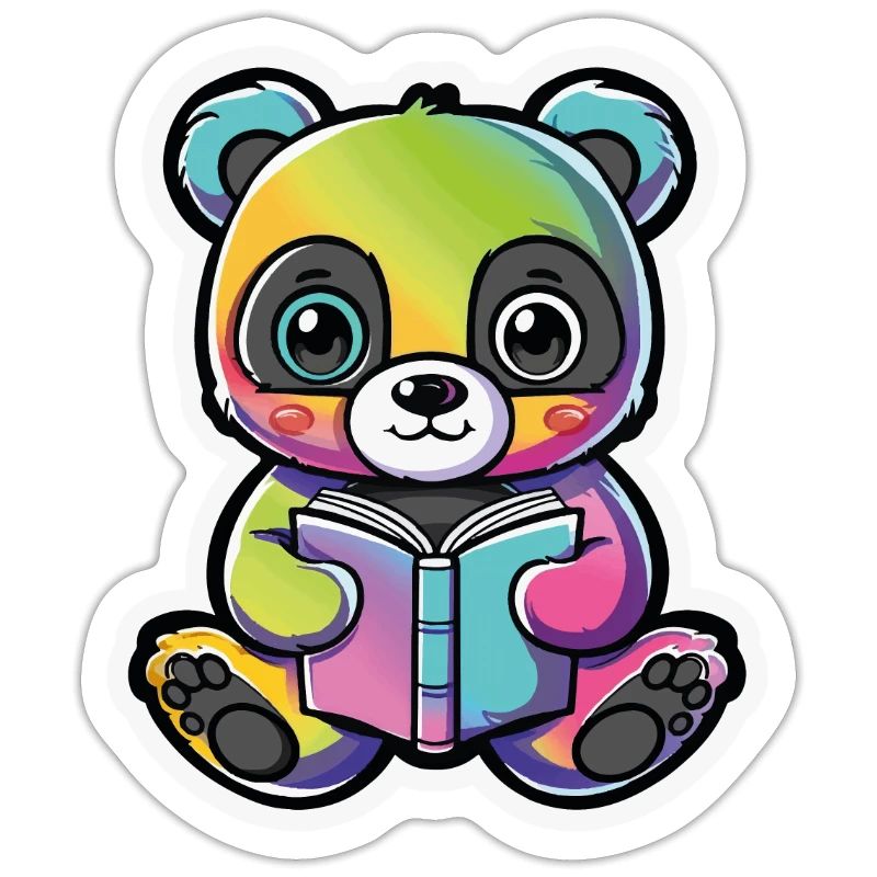 Rainbow Panda Bear with Book