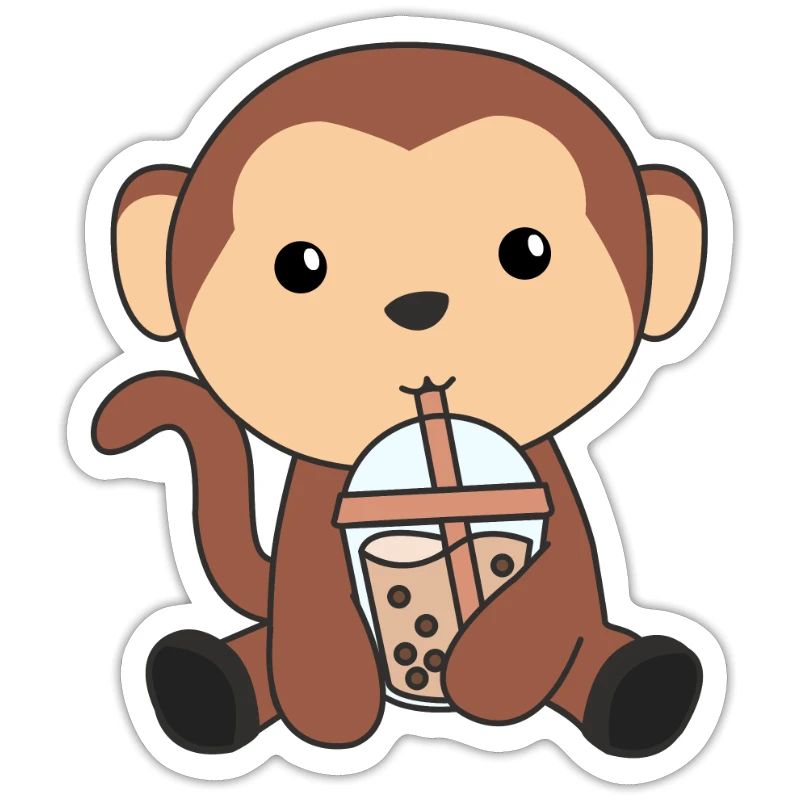 Monkey Bubble Tea Monkey Cute Animals