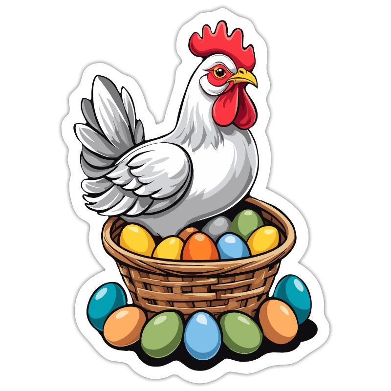 Easter Chicken Colorful Cute Funny Easter Eggs Nest