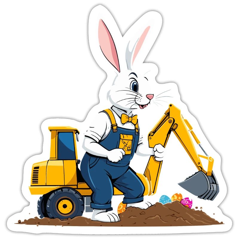 Easter Bunny Excavator Driver Easter Eggs Digging Funny
