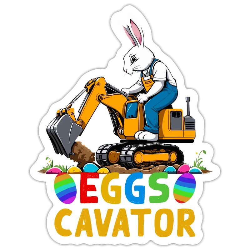 Funny Easter Saying Easter Bunny Excavator Driver