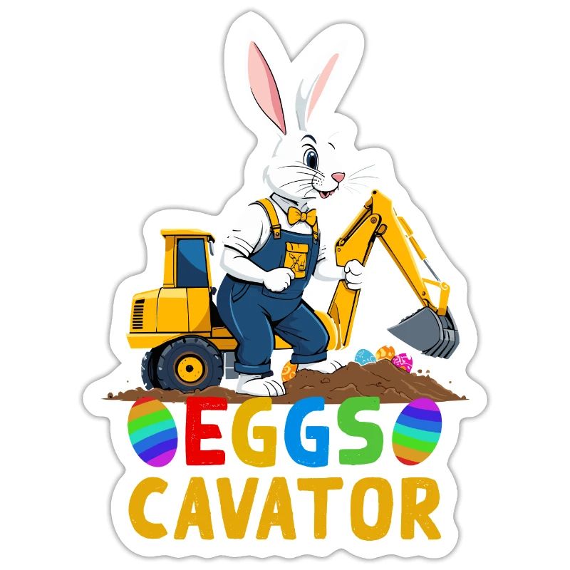 Funny Easter Saying Easter Bunny Excavator Driver