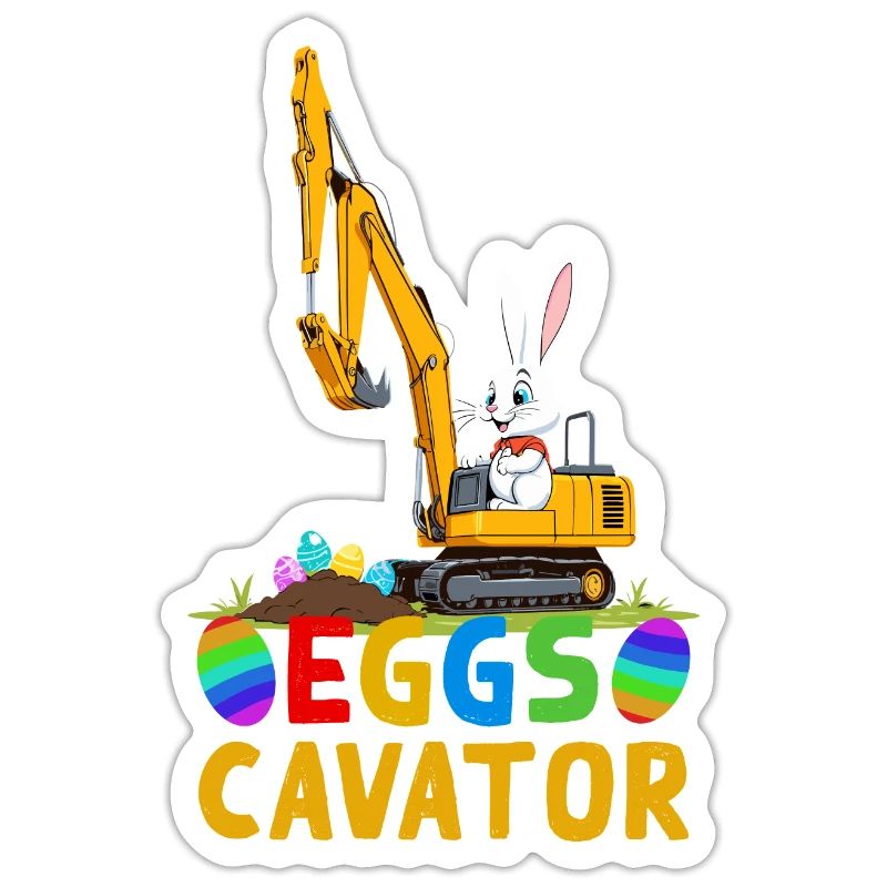 Funny Easter Saying Easter Bunny Excavator Driver
