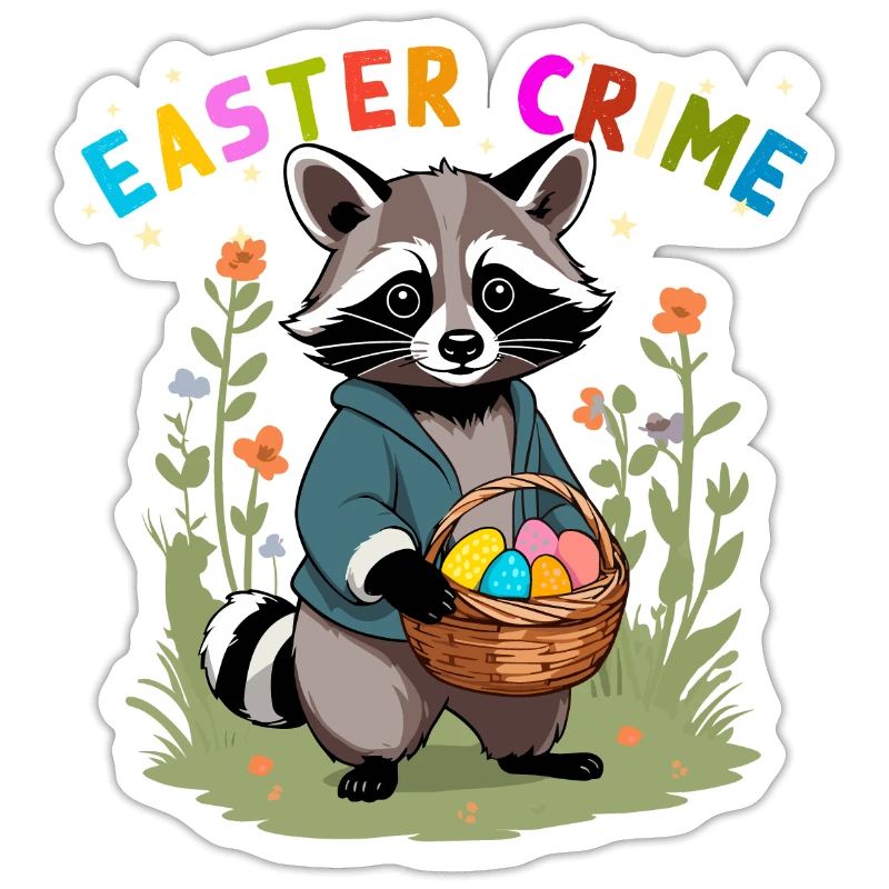 Funny Raccoon Easter Bunnies & Easter Eggs Design