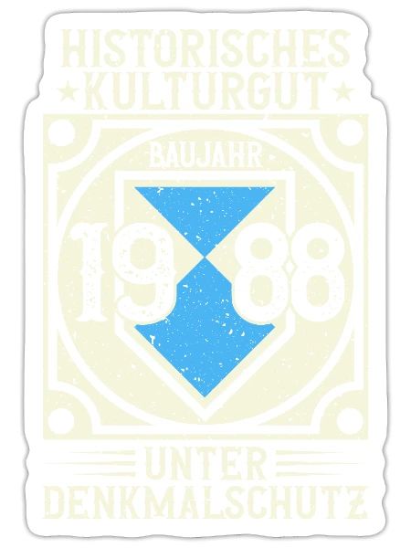 Construit en 1988 Né, Né en 1988 - Sticker taille S (10 x 10 cm) - blanc mat - Devant