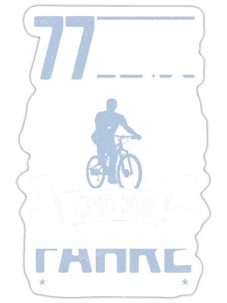 77. Geburtstag Fahrrad, Fahrradfahrer, 77 Jahre - Sticker Größe S (10 x 10 cm) - Mattweiß - Vorne
