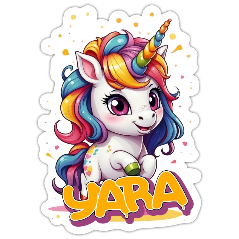 YARA - Schöner Mädchen Name mit süßem Einhorn