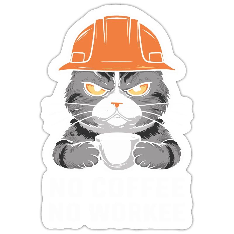 Pas de café pas de travail Conception de chat