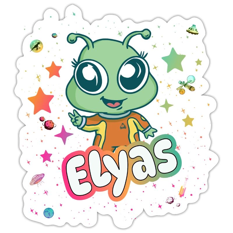 ELYAS - Beau nom de garçon avec un extraterrestre mignon